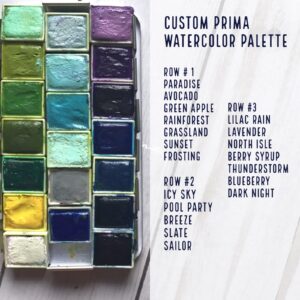 Here's my custom built palette of watercolors from different Prima sets