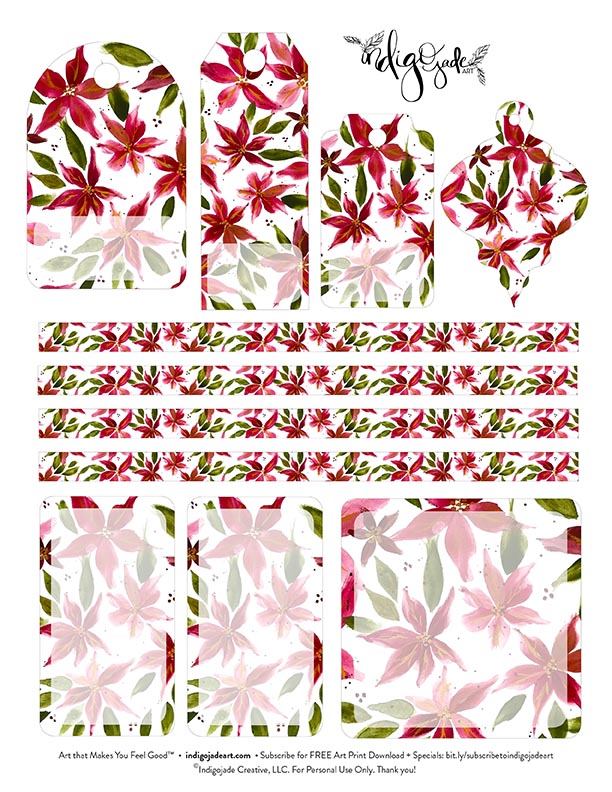 Poinsettia Tags Printable