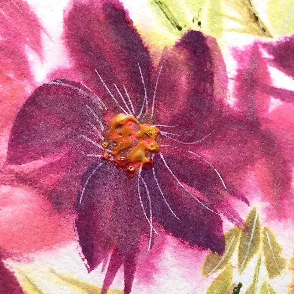 Flower painting with distress oxide inks