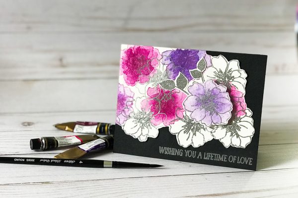Watercolor and Silver Embossing