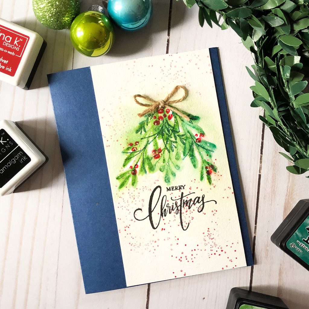 Creating a Christmas Card Design with Distress Inks and Gina K Designs Stamps by Lisa Hetrick