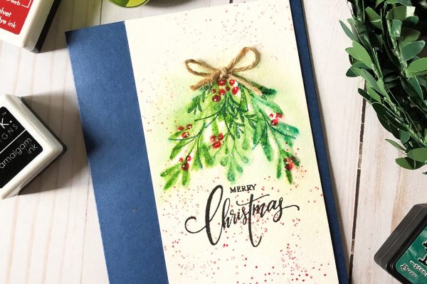 Creating a Christmas Card Design with Distress Inks and Gina K Designs Stamps by Lisa Hetrick
