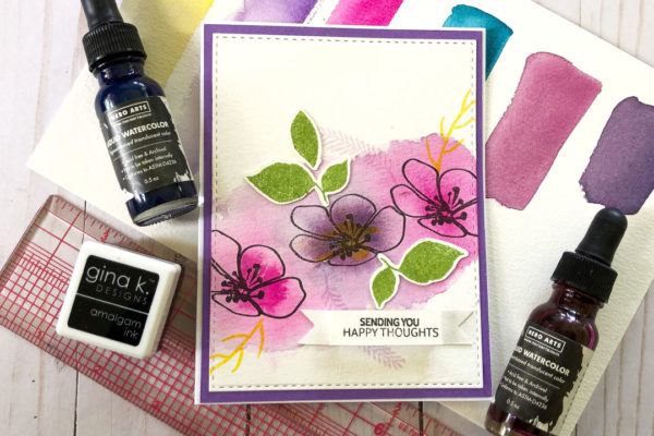 Watercolor stamped florals