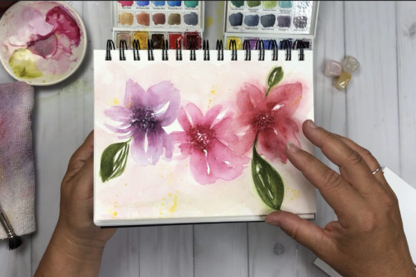 Watercolor florals in a Bee Paper Company Watercolor Journal