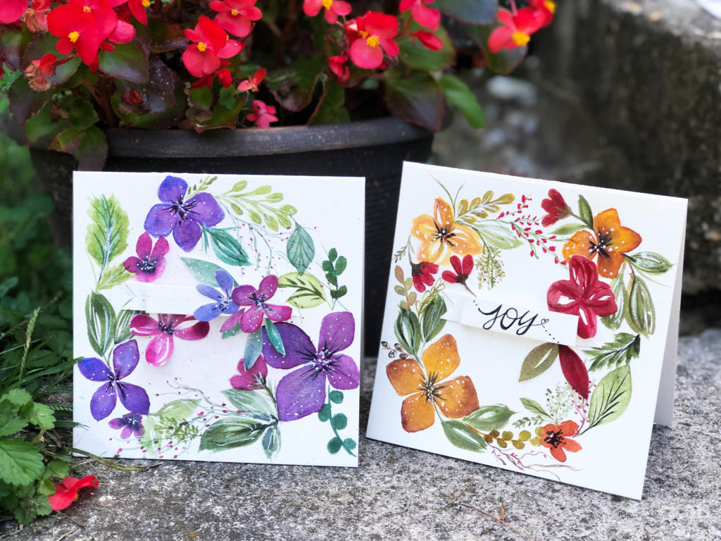Watercolor Wreath Cards