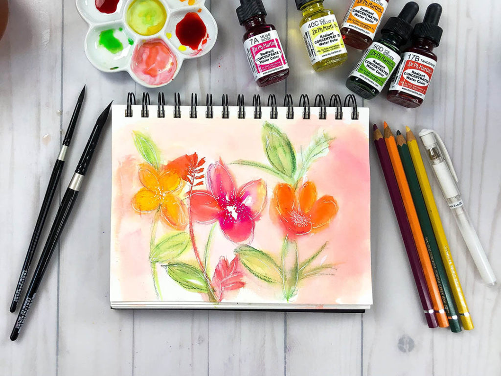 Painting Watercolor Florals in a Bee Paper Company Watercolor Sketchbook