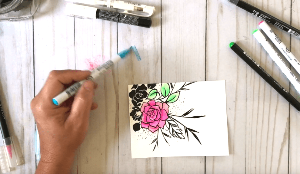 Creating watercolor effects with water-based markers