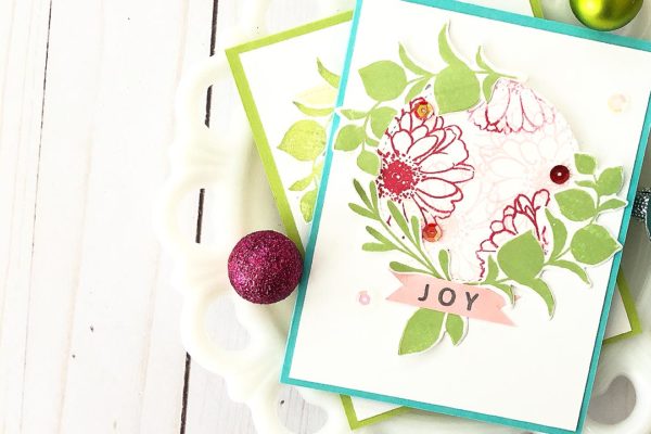This is a holiday card design with a botanical feel