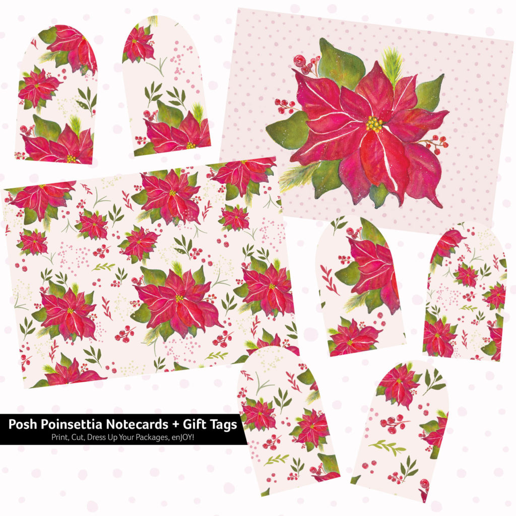 Poinsettia Notecards and Gift Tags