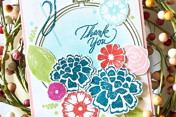 Embroidered Flowers Card