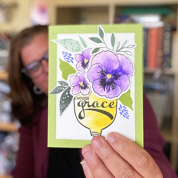 cards with pansies and wildflowers