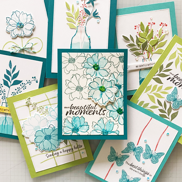 Sampling of cards using Beautiful Moments stamp set