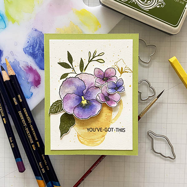 Card with Hydrangeas and Pansies