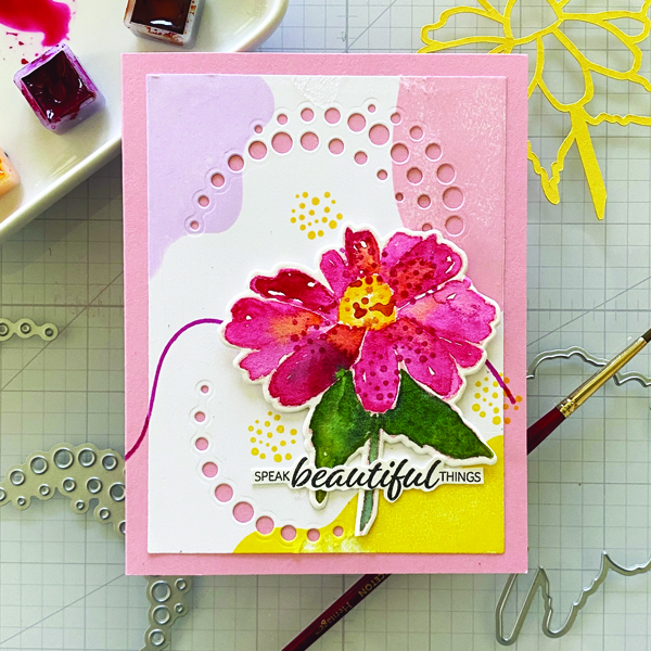 whimsical card design with an abstract look and flowers
