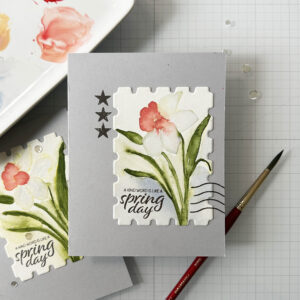 Card created with watercolor daffodils