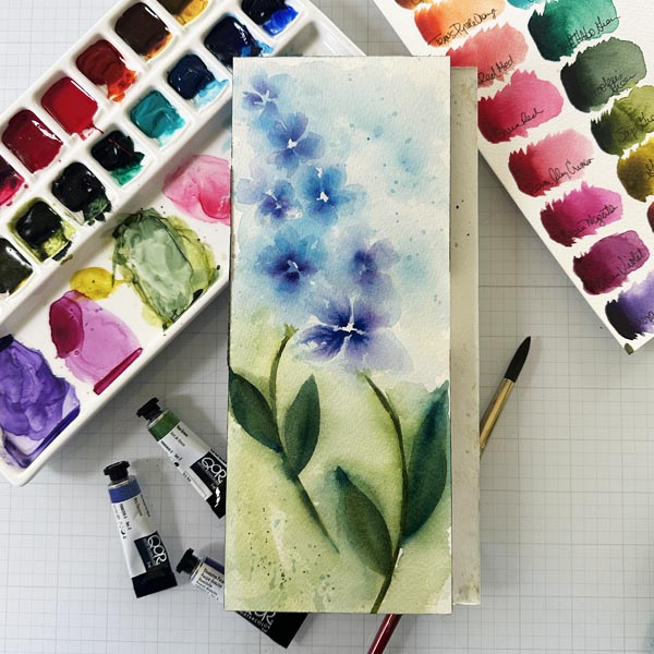 watercolor painting of a hydrangea