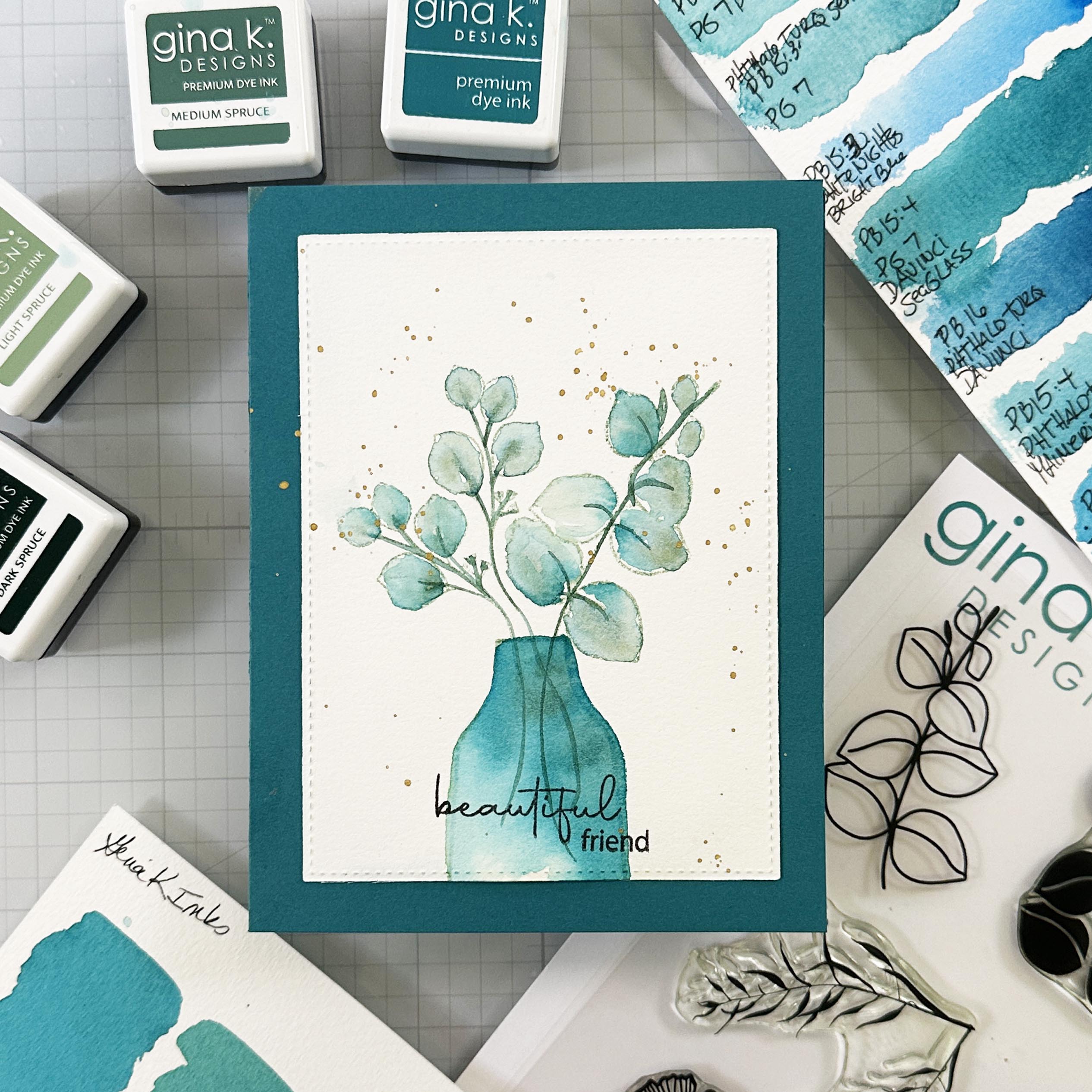 card with eucalyptus