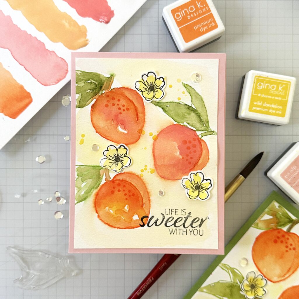 Peach watercolor card