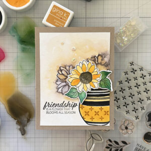 Watercolor Card with Sunflowers